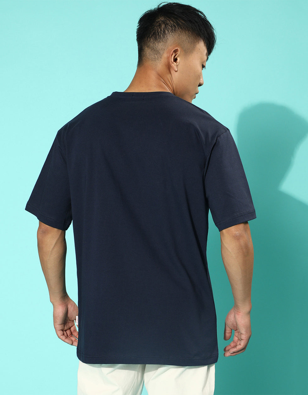 Veirdo Original Navy Oversized Typography Brand Printed T-shirt