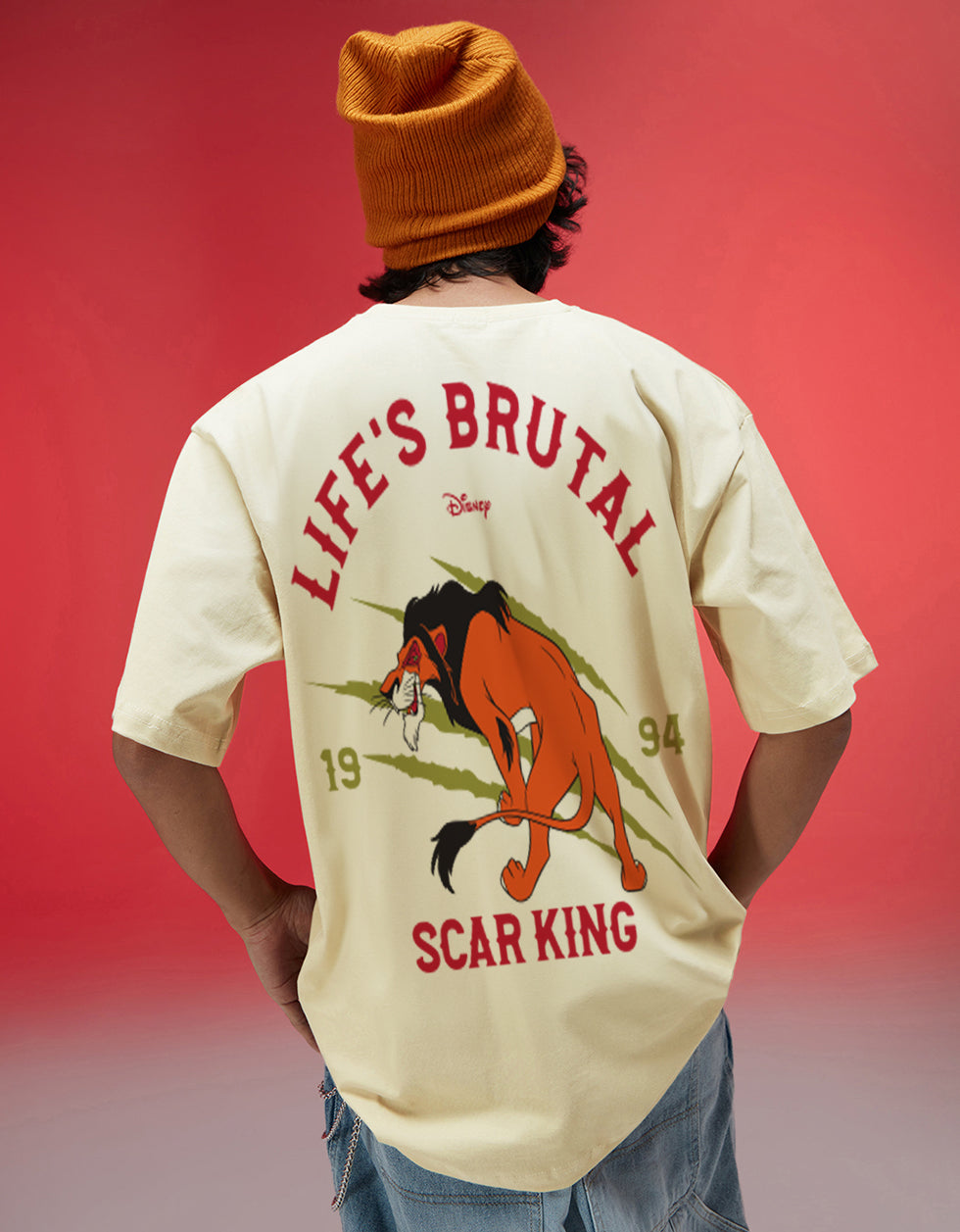 Disney Scar King Swanwhite Oversized Back Graphic Printed T-shirt