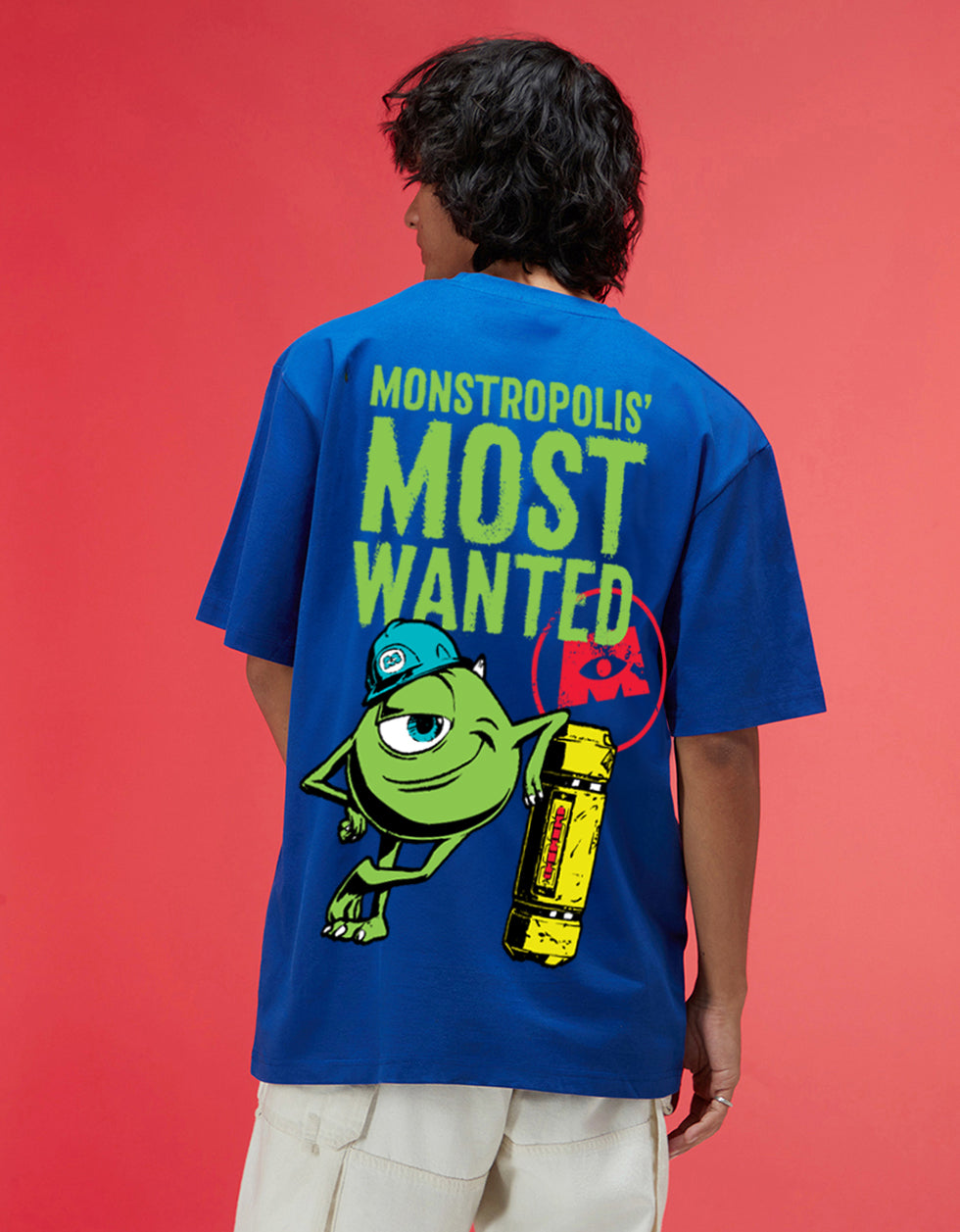 Most Wanted Royal Blue Oversized Printed T-shirt