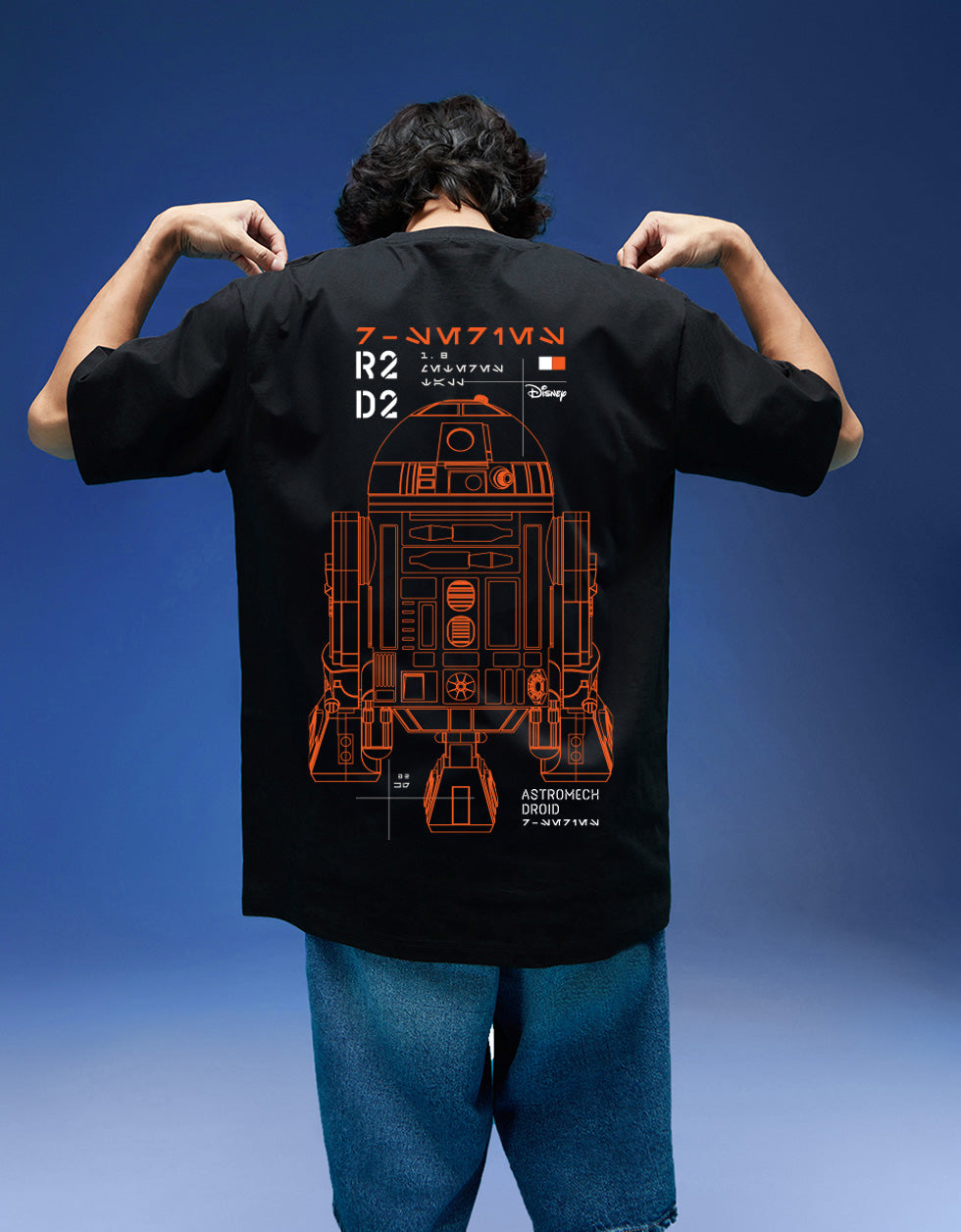 Star Wars Black Oversized Graphic Back Printed T-shirt