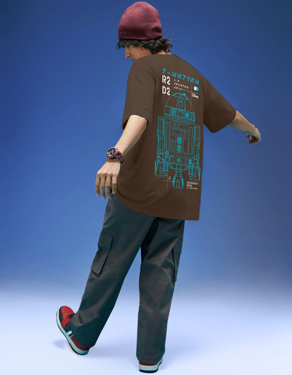 Star Wars Brown Oversized Graphic Back Printed T-shirt