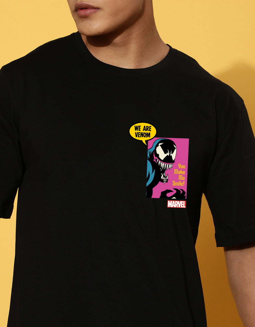 We Are Venom Marvel Black Oversized Graphic Printed T-shirt