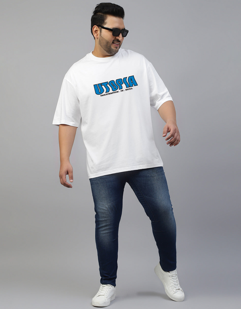 Utopia White Graphic Printed Plus Size T-shirt