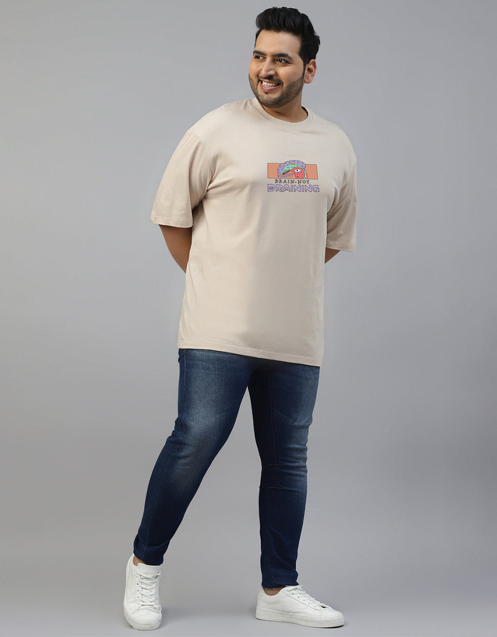 Brain is Not Braining Graphic Printed Plus Size T-shirt
