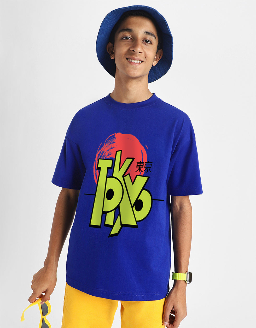 Tokyo Royalblue Oversized Graphic Printed Boys T-shirt