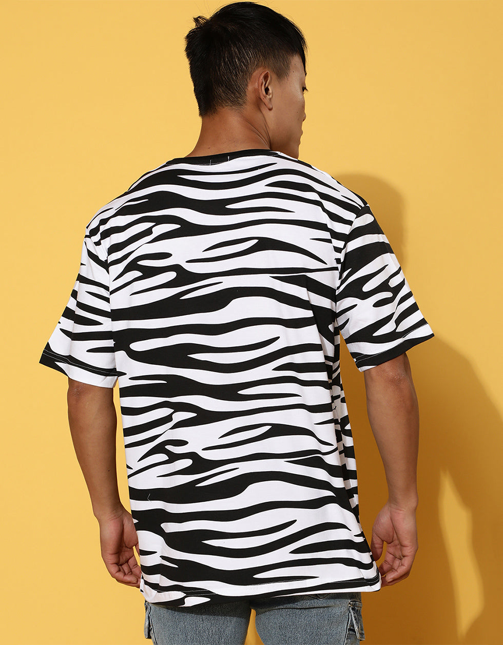 Zebra Print Men's Oversized All Over Animal Print T-shirt
