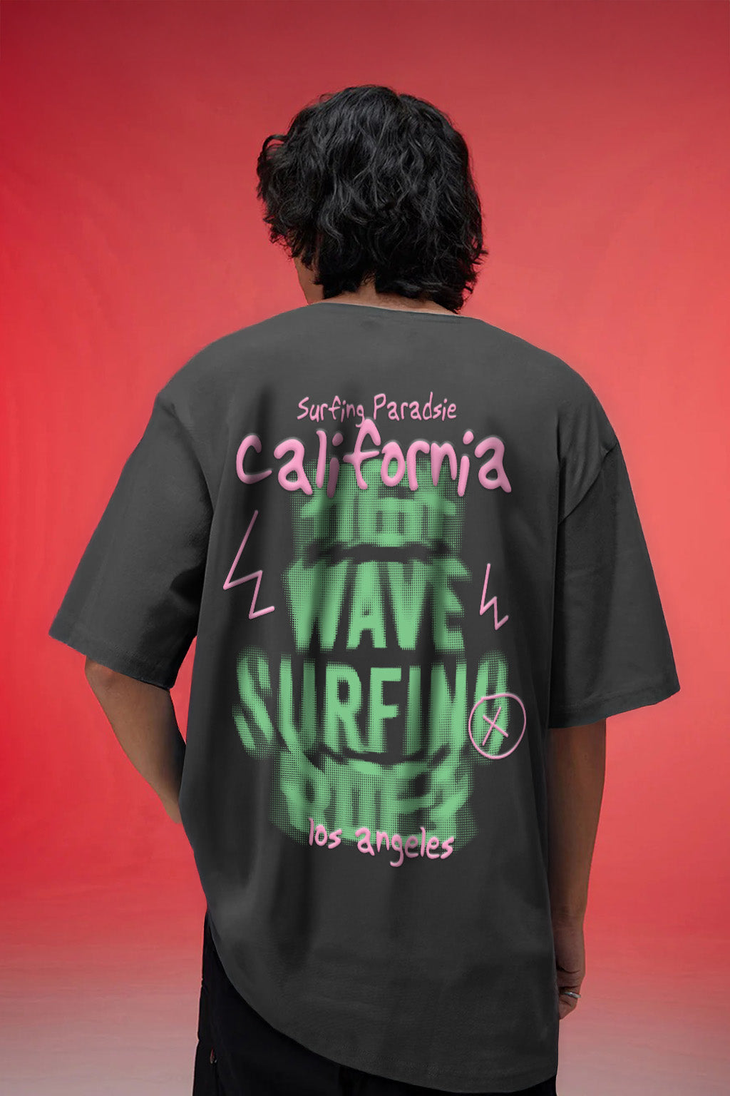 California Dark Grey Oversized Puff Printed Exclusive T-shirt