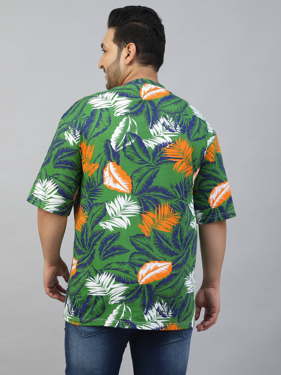 Green Palm leaf Floral All Over Printed Plus Size T-shirt