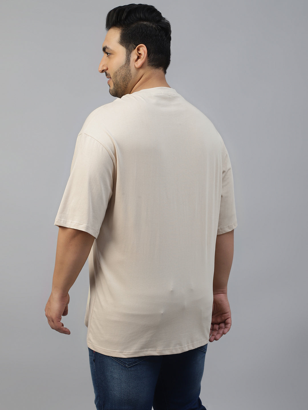 Punk Beige Graphic Printed Plus Size T-shirt