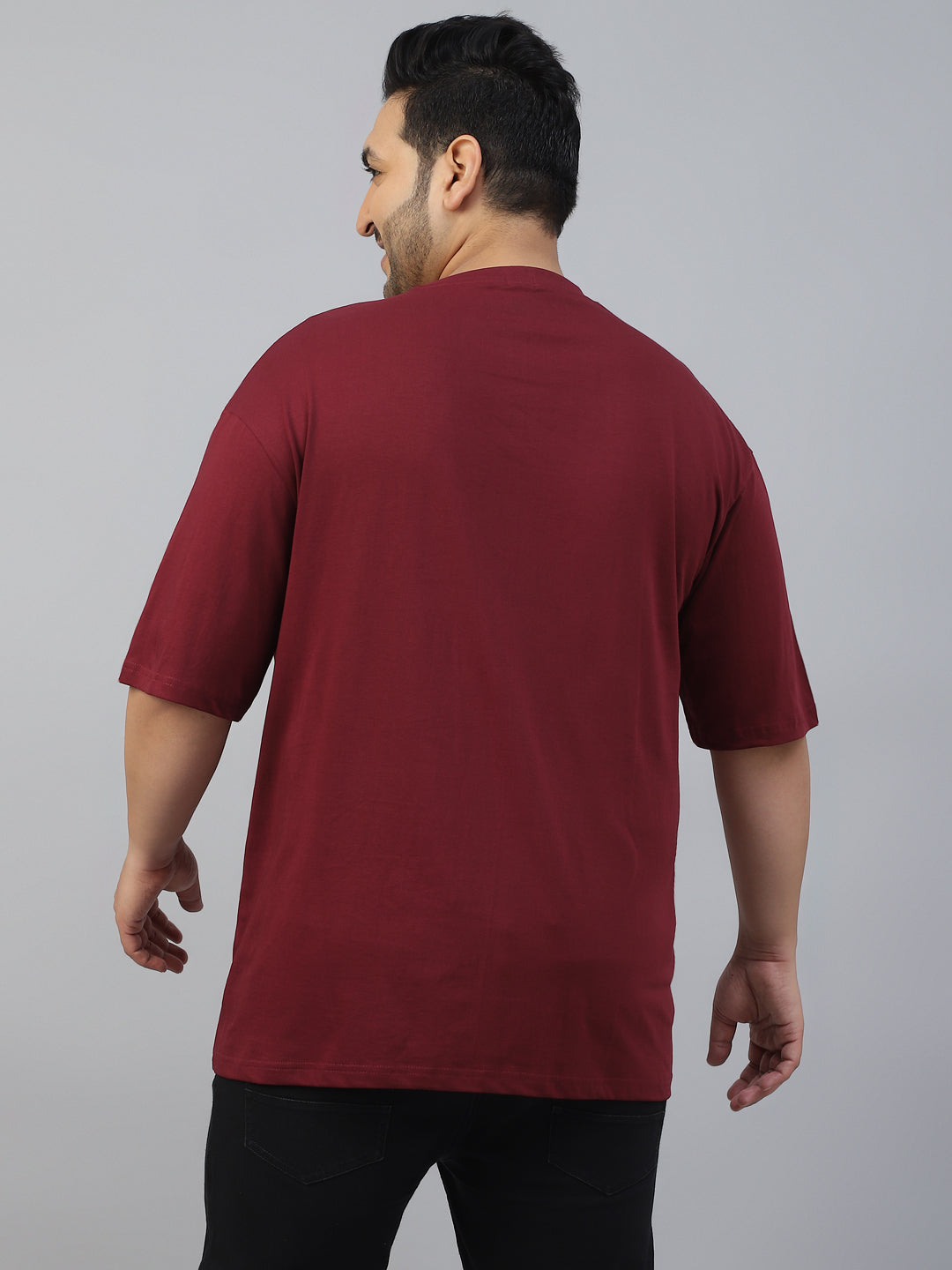 Maroon Plain Plus Size T-shirt
