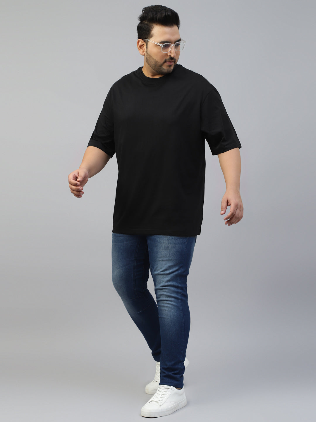 Black Plain Plus Size T-shirt