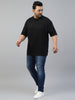 Black Plain Plus Size T-shirt