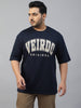 Veirdo Original Navy Typography Printed Plus Size T-shirt