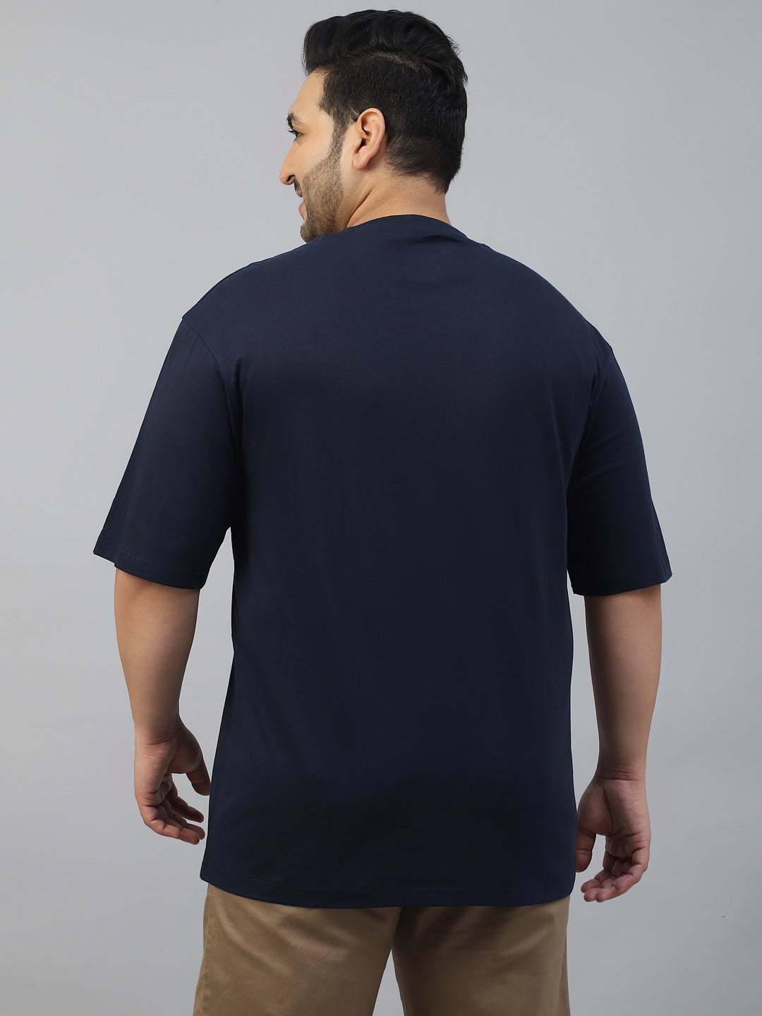 Veirdo Original Navy Typography Printed Plus Size T-shirt