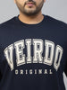 Veirdo Original Navy Typography Printed Plus Size T-shirt