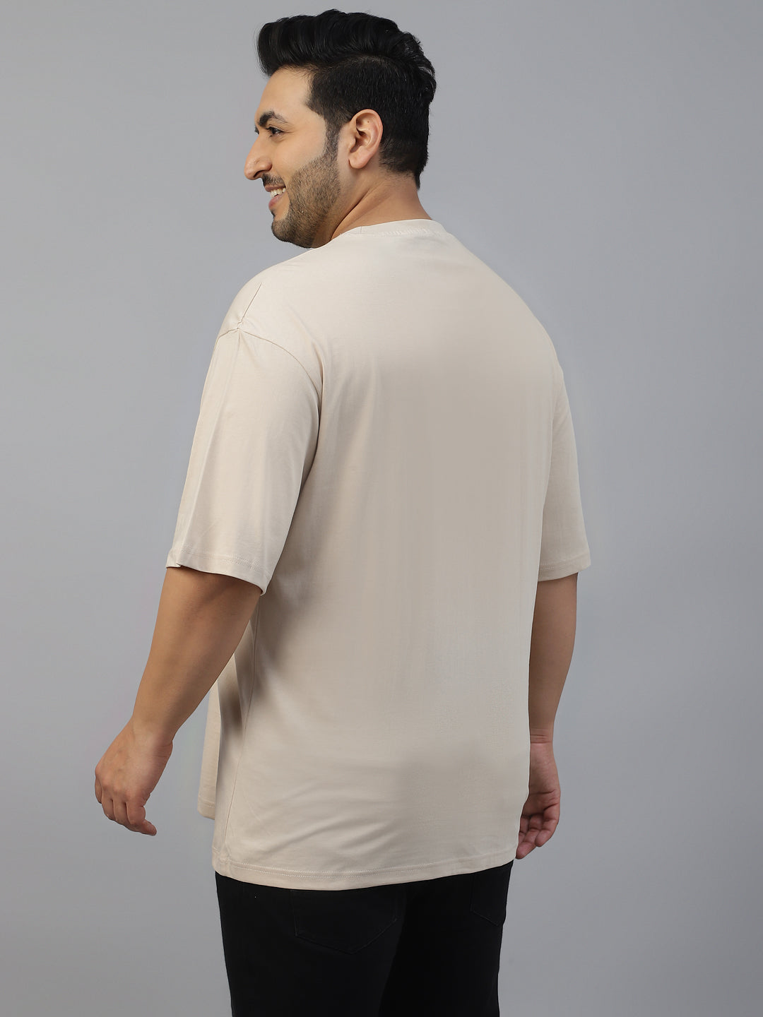POKER Beige Graphic Printed Plus Size Tshirt