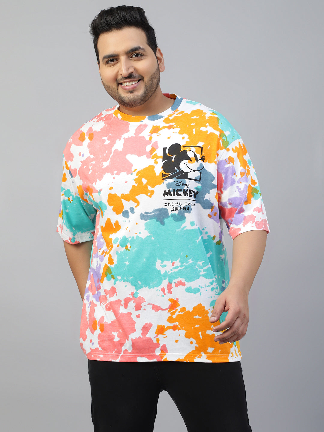 Mickey Loves Music Tie-Die Printed Plus Size T-shirt