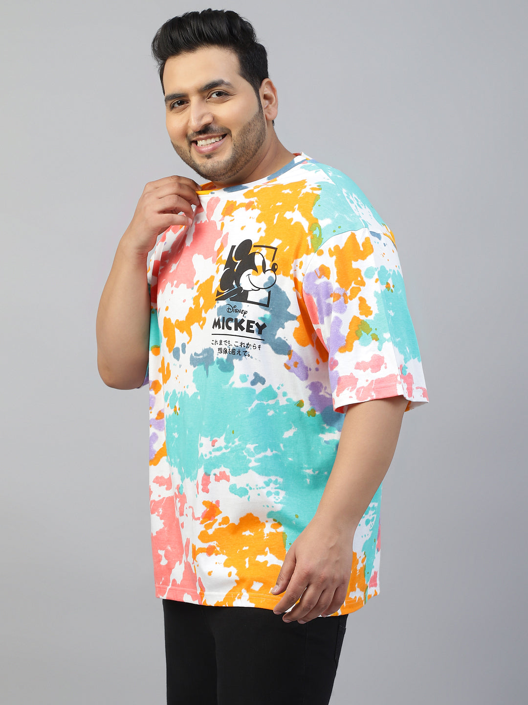 Mickey Loves Music Tie-Die Printed Plus Size T-shirt