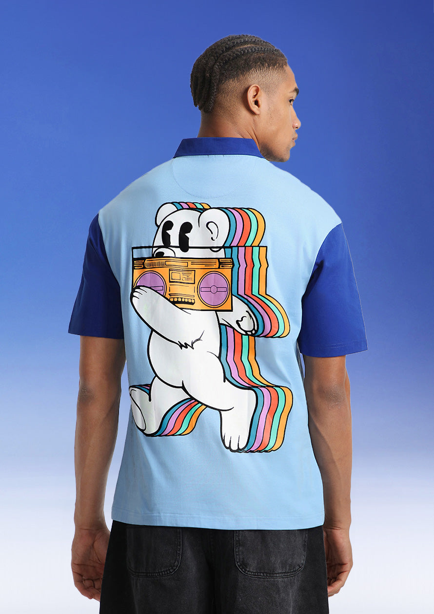 Bear Blue Oversized Polo T-shirt