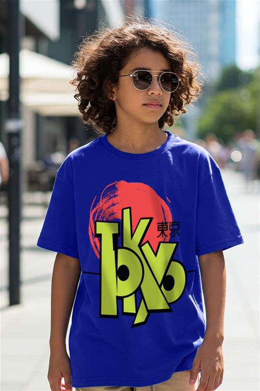 Tokyo Royalblue Oversized Graphic Printed Boys T-shirt