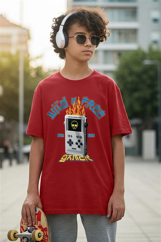 Wild Free Red Oversized Graphic Printed Boys T-shirt