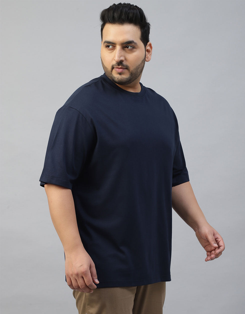 Navy Plain Plus Size T-shirt