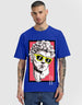 INTENSE FEELINGS Blue Oversized Front Graphic Printed T-shirt