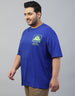 Veirdo Blue Graphic Printed Plus Size T-shirt