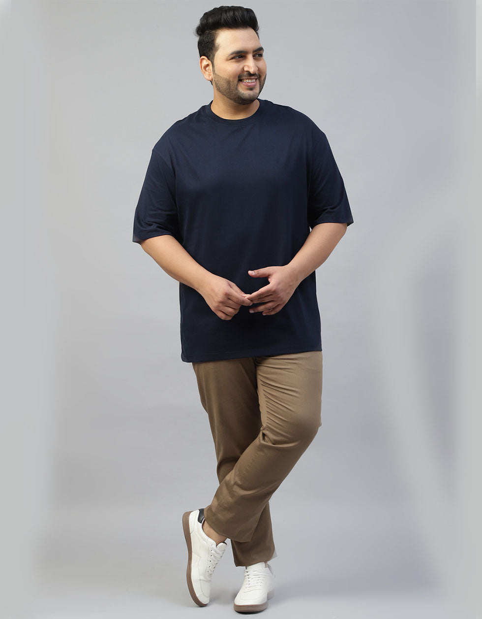 Navy Plain Plus Size T-shirt