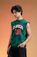Los Angeles Green Oversized Printed Acid Wash Vest