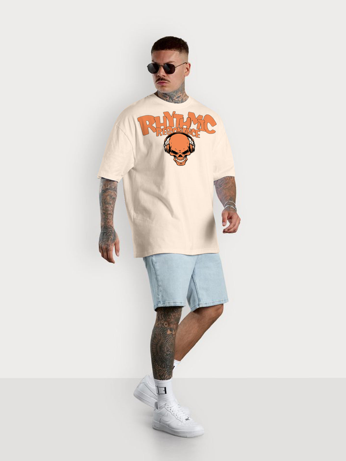 RHYTHMIC Swanwhite Oversized Typography Printed T-shirt
