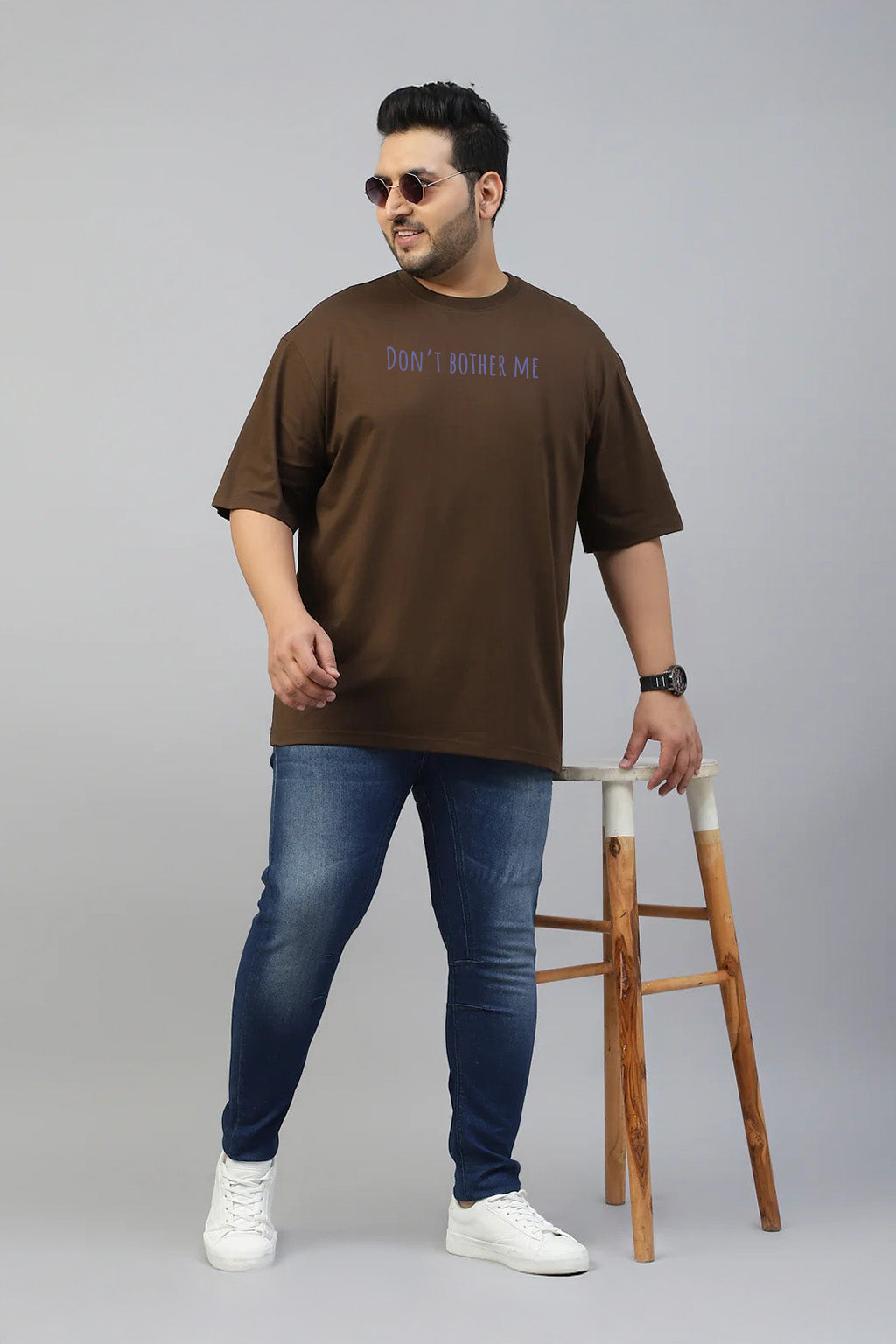 Don't Bother Brown Graphic Printed Plus Size T-shirt