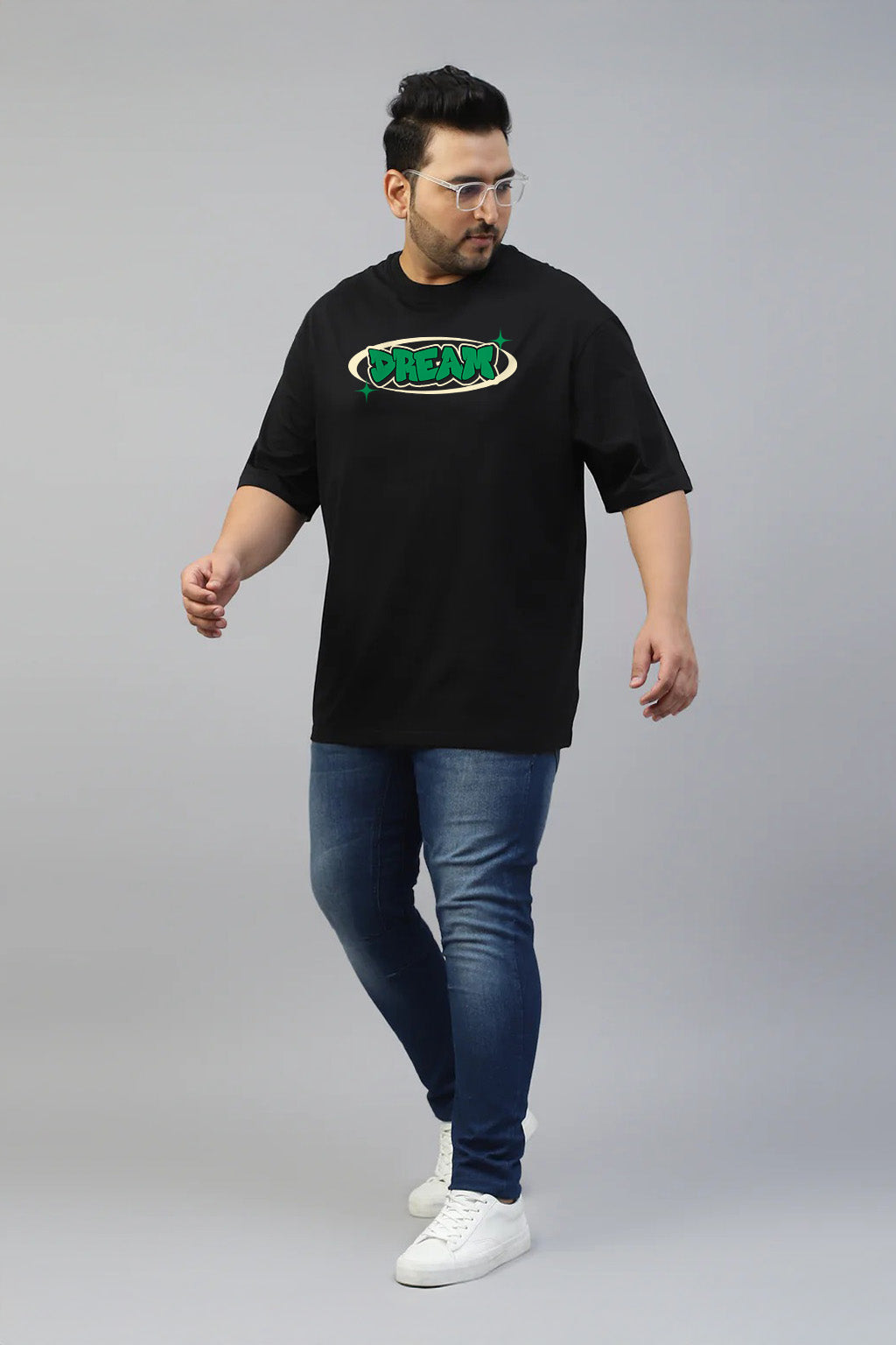 Dream Black Graphic Printed Plus Size T-shirt
