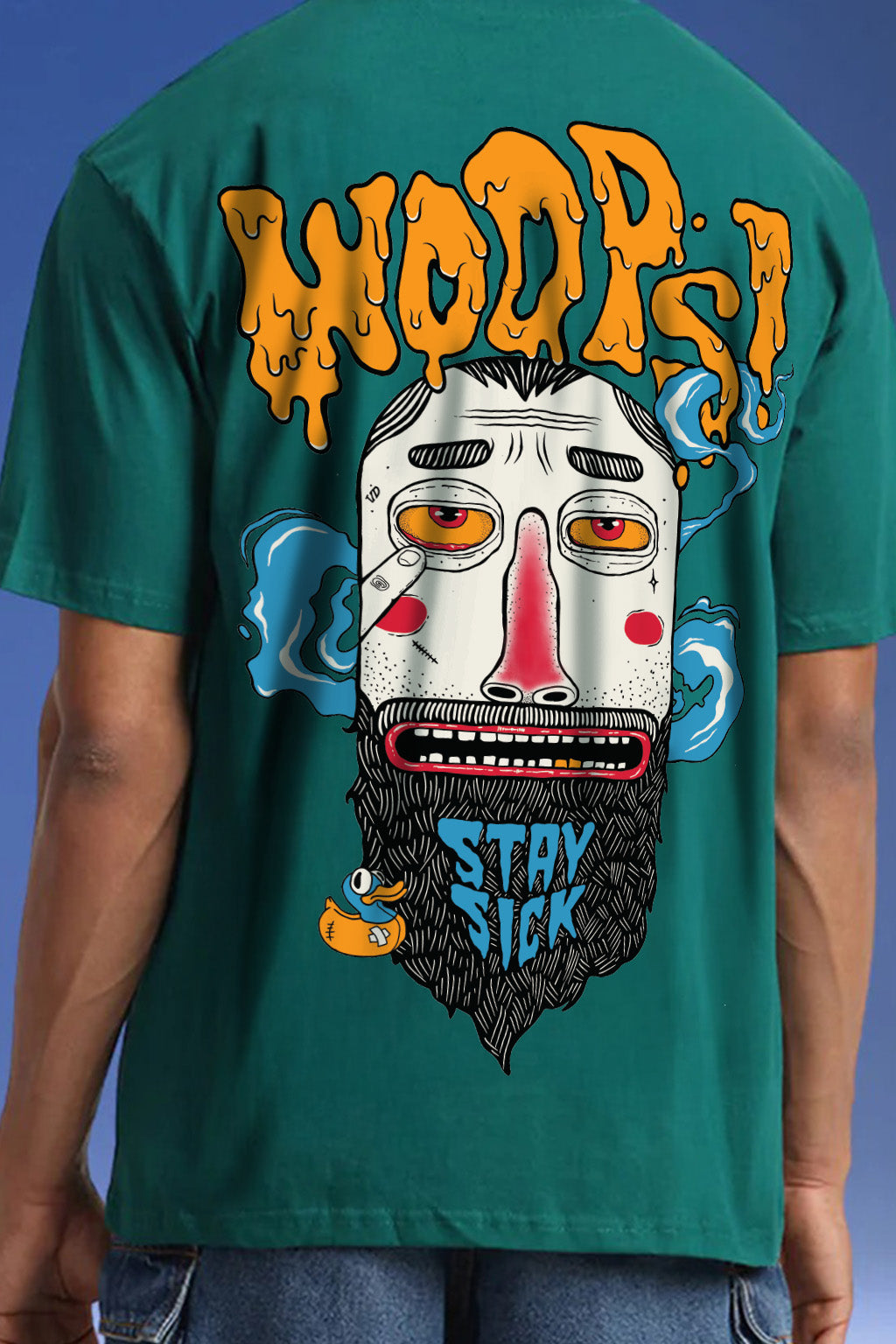 Stay Sick Green Oversized Puff Printed Exclusive T-shirt