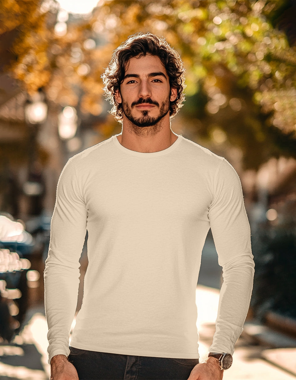 Swan White Plain Full Sleeves Regular Fit T-shirt