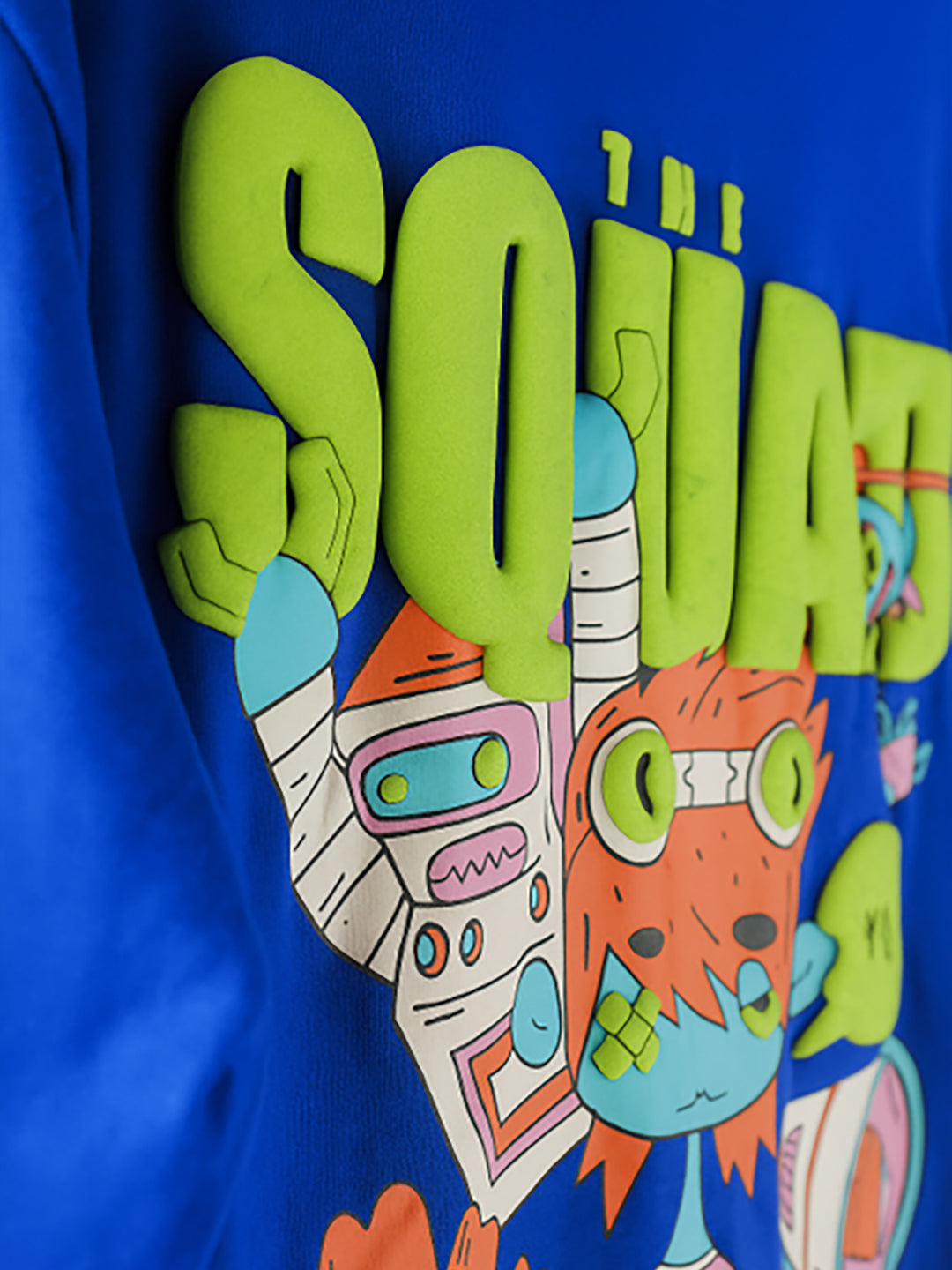 Squad Royal Blue Oversized Puff Printed Exclusive T-shirt