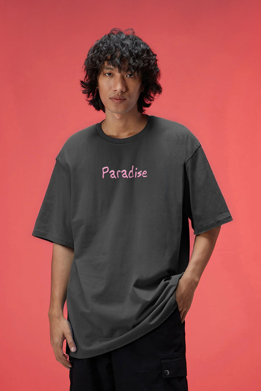 California Dark Grey Oversized Puff Printed Exclusive T-shirt