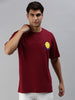 Smile Maroon Oversized Pocket Back Graphic Printed T-shirt