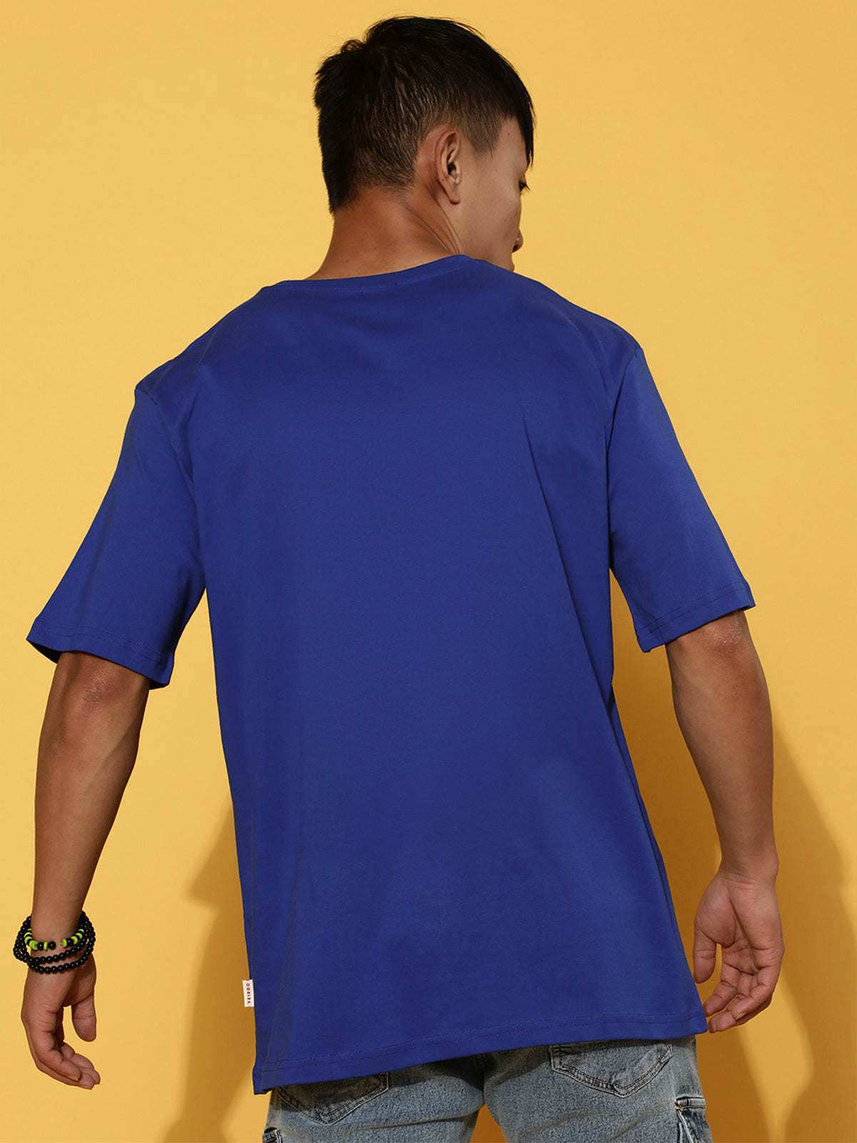 RHYTHMIC Royal Blue Oversized Typographic Front Printed T-shirt