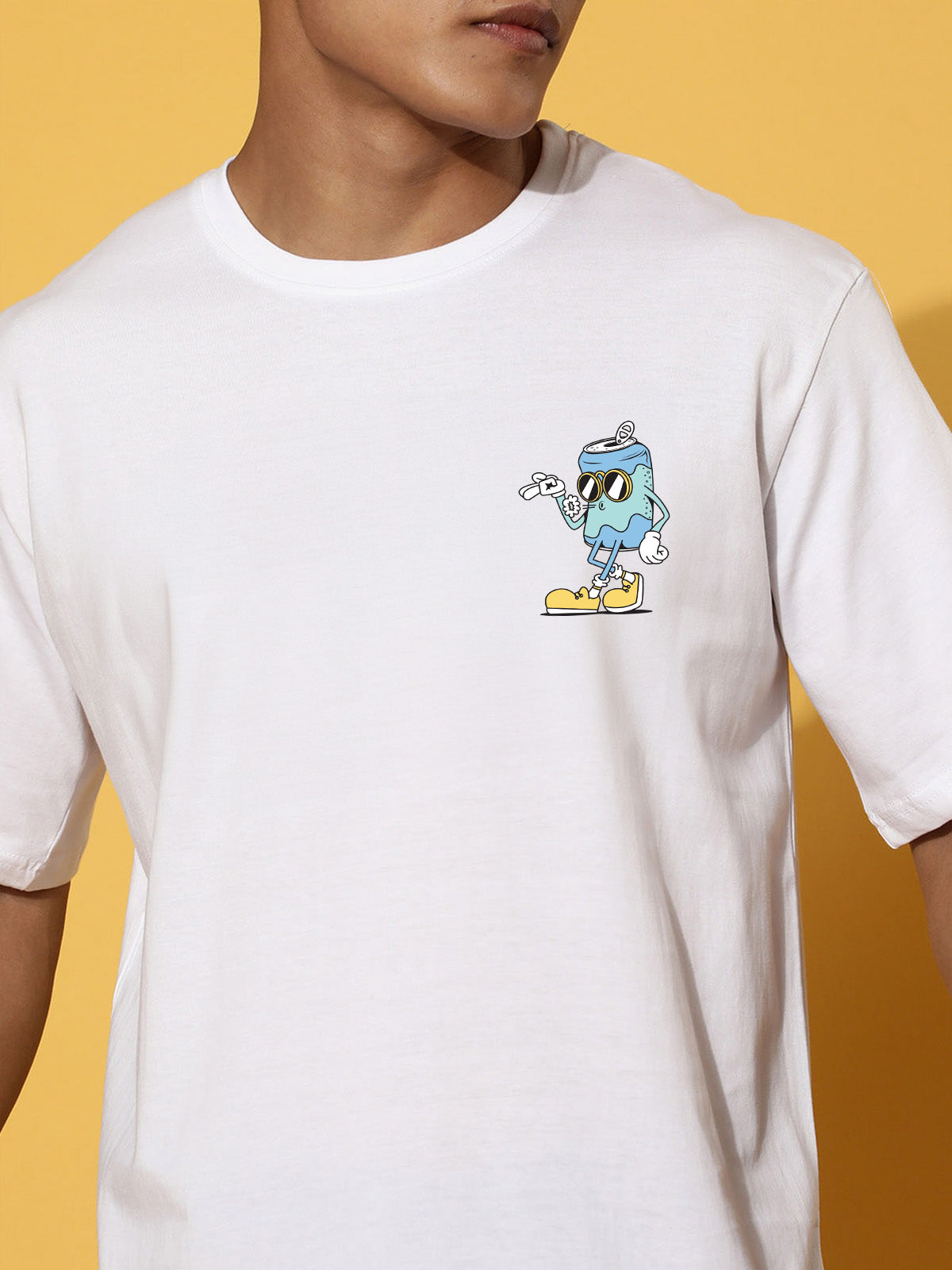 STAY COOL Oversized White Graphic Printed T-shirt