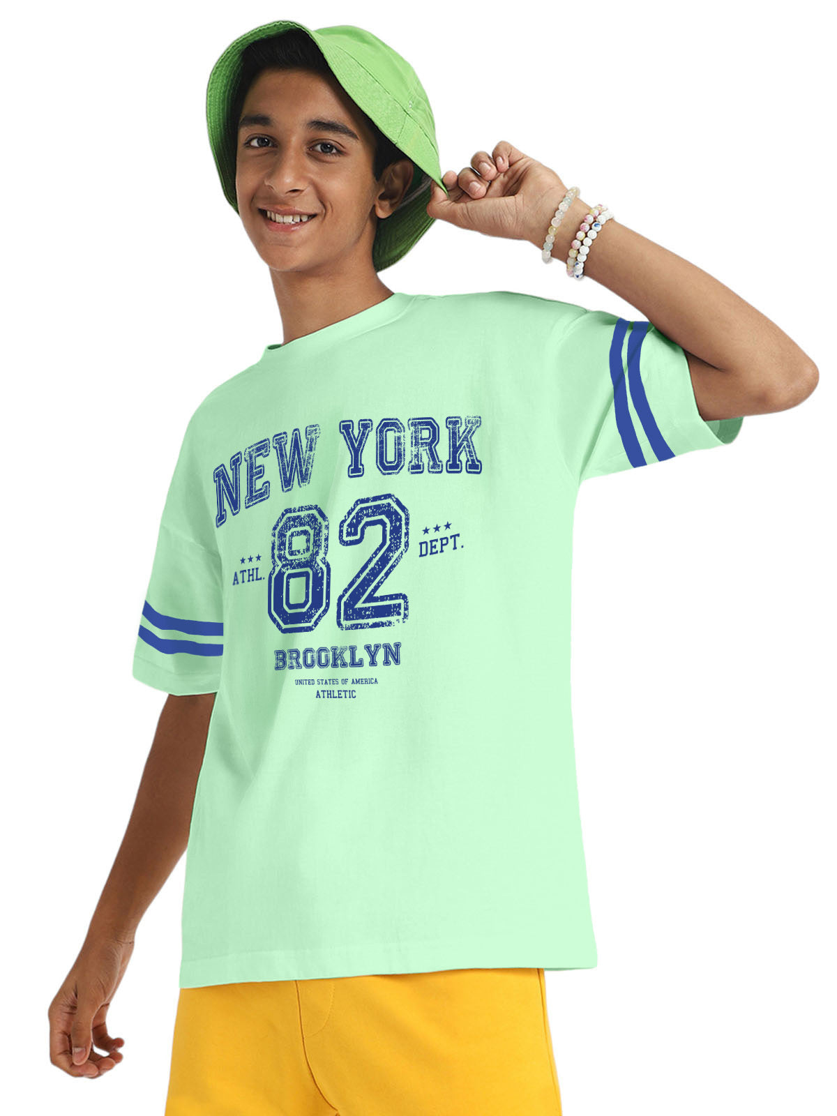 New York Mint Green Oversized Graphic Printed Boys T-shirt