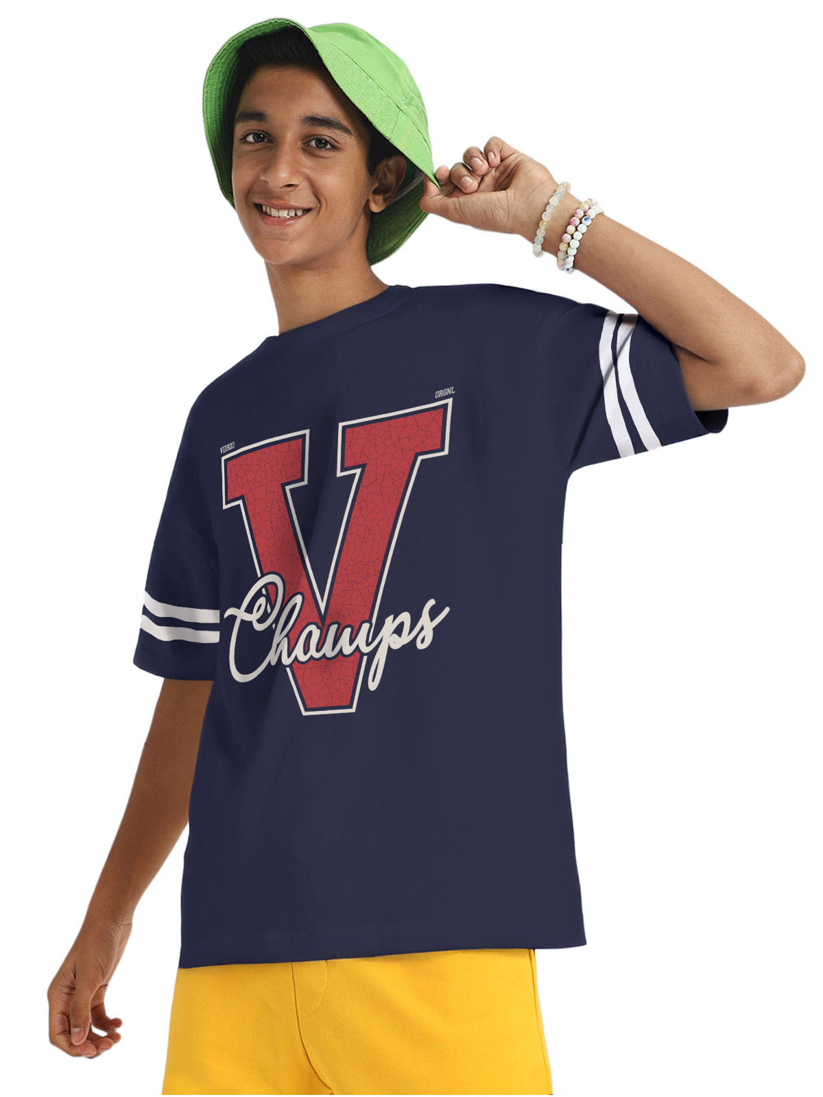 Champs Navy Oversized Graphic Printed Boys T-shirt