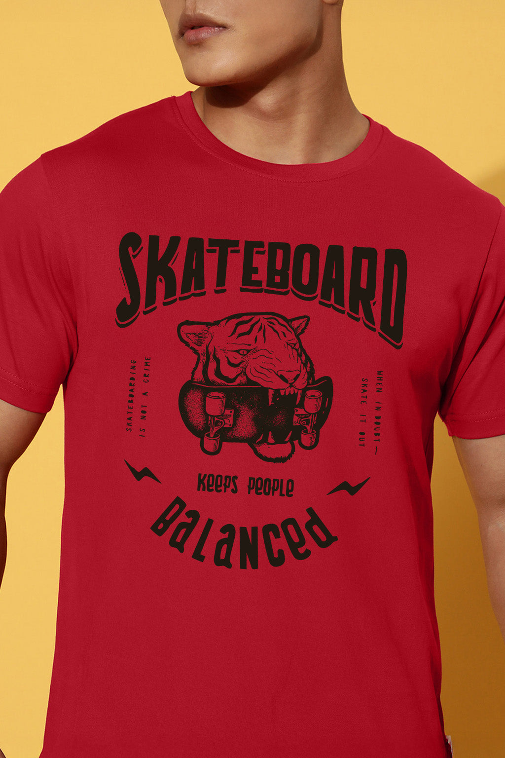 Skateboard Red Regular Fit Printed T-shirt