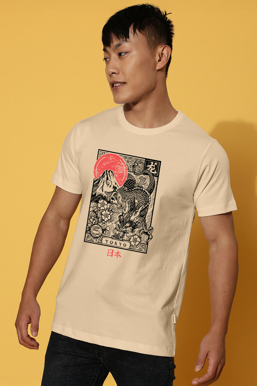 Tokyo Swanwhite Regular Fit Printed T-shirt