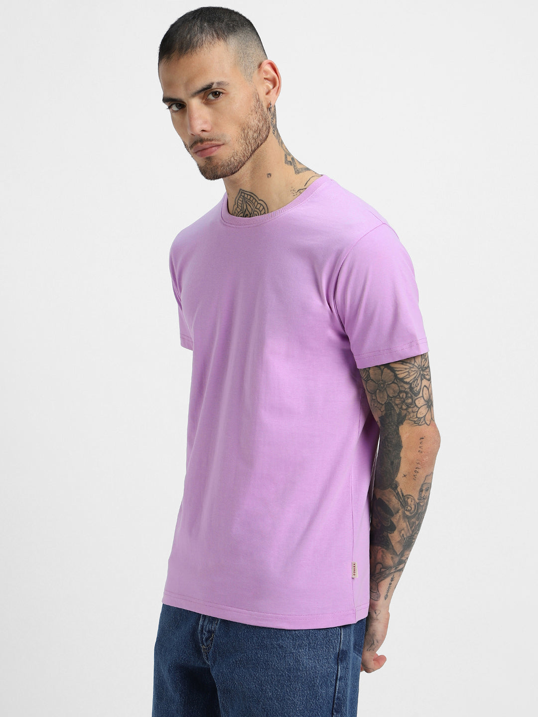 Lilac Plain Regular Fit T-shirt