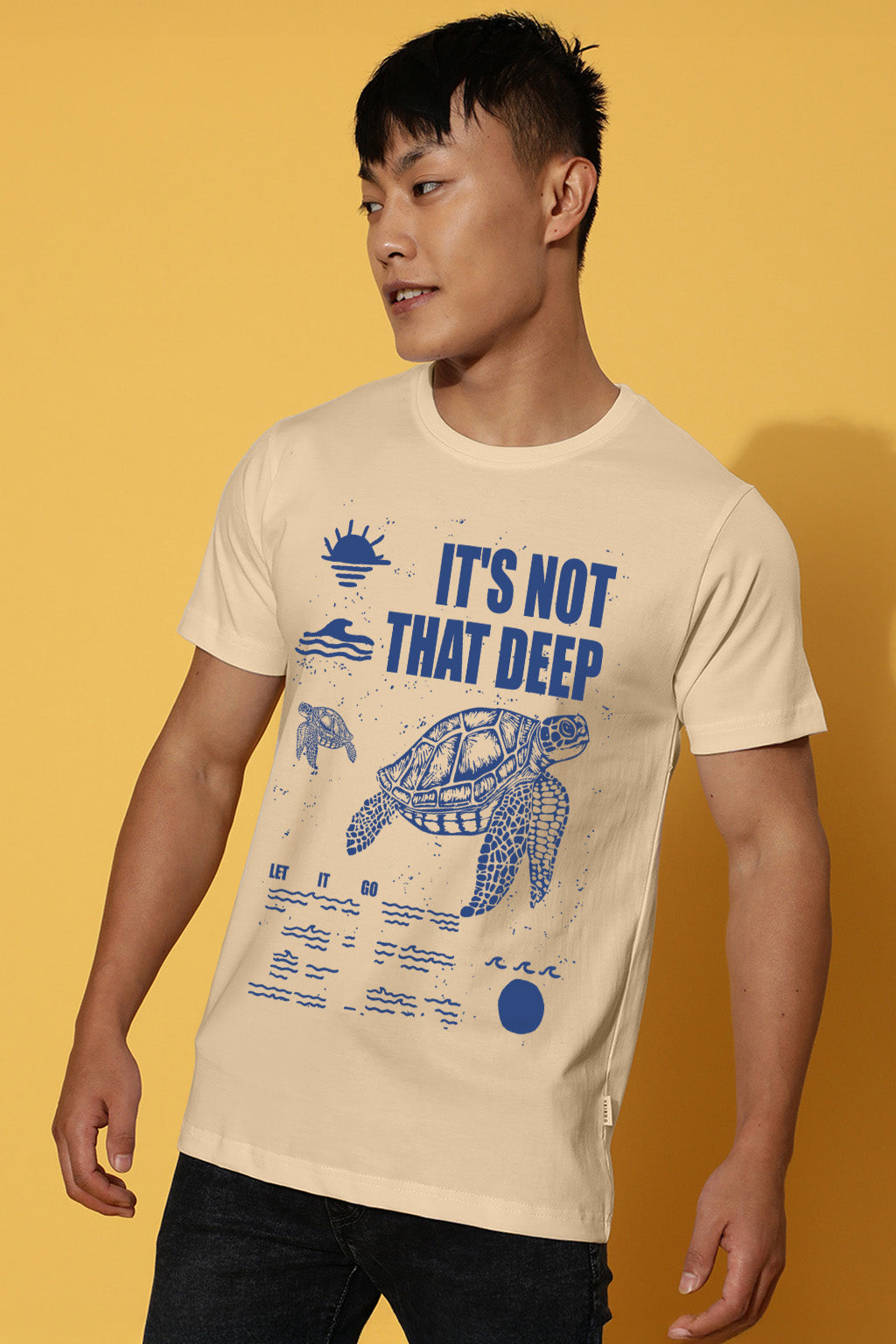 It's Not Deep Swanwhite Regular Fit Printed T-shirt