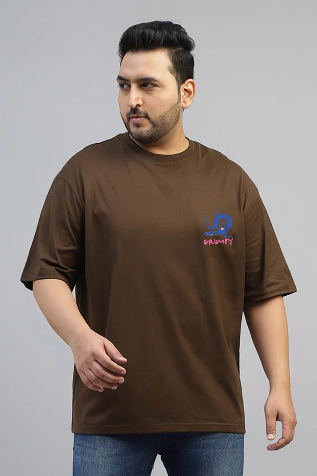 Aligator Brown Graphic Printed Plus Size T-shirt