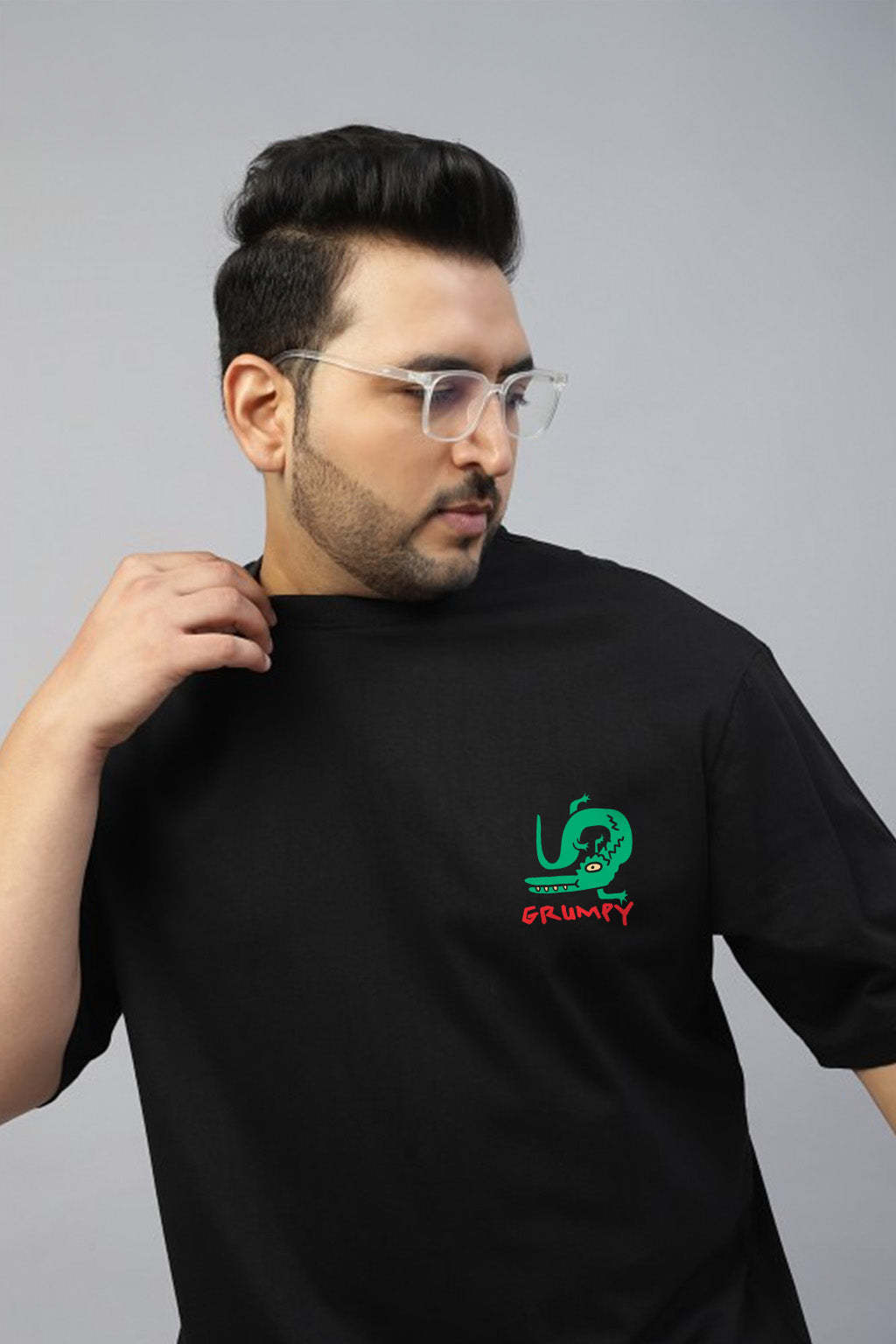 Aligator Black Graphic Printed Plus Size T-shirt