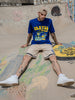Travel Blue Oversized Chest Graphic Printed T-shirt