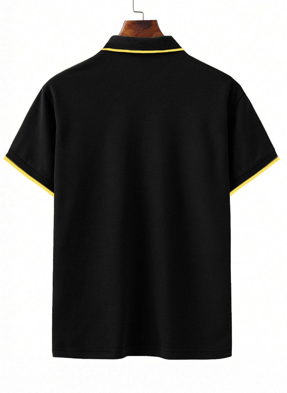 Black Pique Stripe Collar Regular Fit Tipping Polo T-shirt